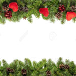Christmas Tree Branches On White Background As A Border Or With Christmas Tree Branch Template