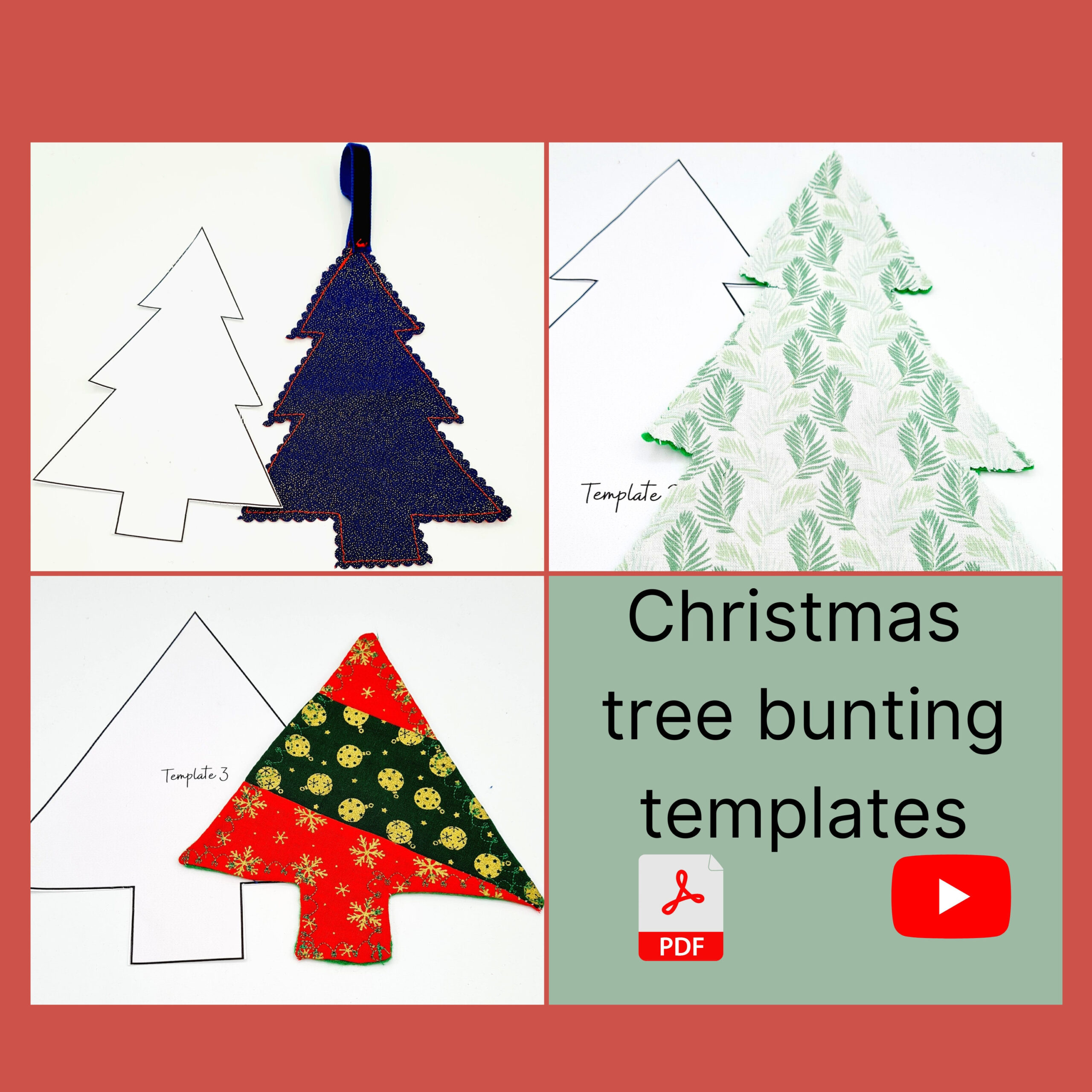 Christmas Tree Bunting And Decoration Templates - Pdf - Digital within Christmas Tree Bunting Template