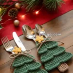 Christmas Tree Cutlery Holder – Free Crochet Pattern   Punqa Regarding Christmas Tree Cutlery Holder Template