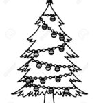 Christmas Tree Icon Isolated Decorated Black And White Vector With Christmas Tree Black And White Template