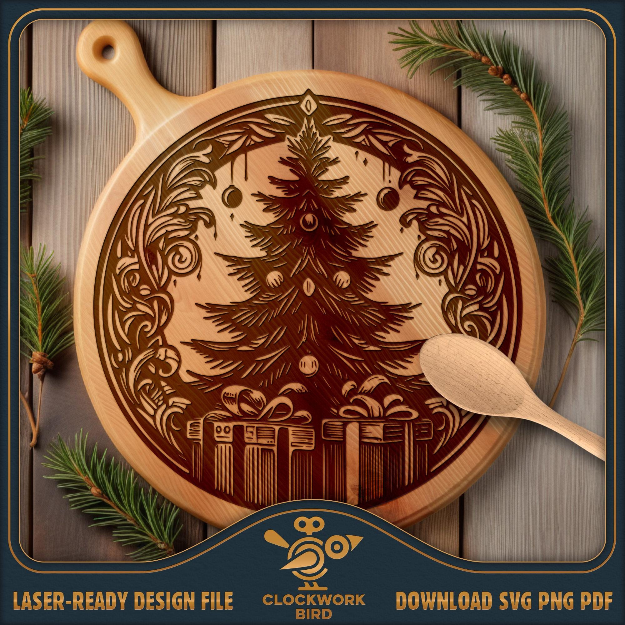 Christmas Tree Lazy Susan Laser Engraving File (Svg) - Etsy intended for Christmas Laser Engraving Template