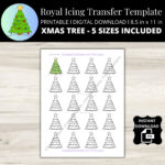 Christmas Tree Royal Icing Transfer Sheet, Christmas Tree Template For Christmas Royal Icing Template