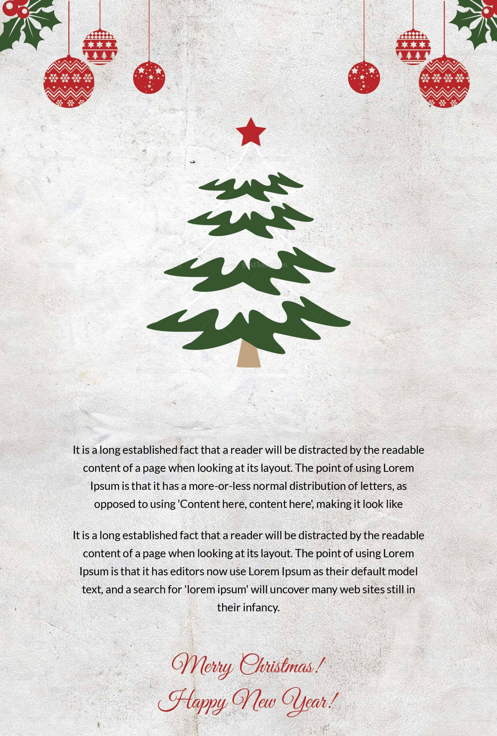 Christmas Tree Thank You Card Template In Adobe Photoshop within Christmas Thank You Letter Template