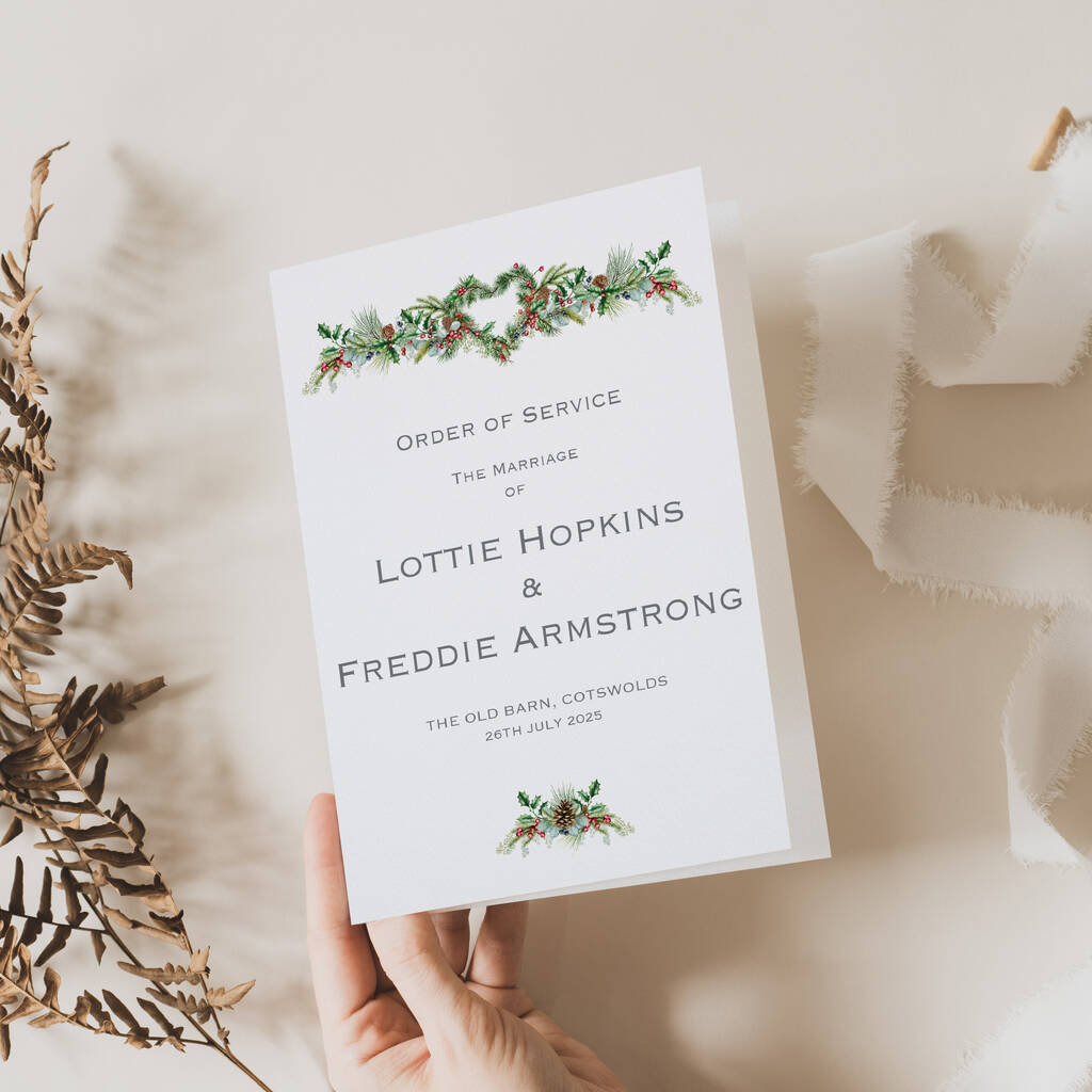 Christmas Wedding Order Of Service Cardsottie Design intended for Christmas Order Of Service Template