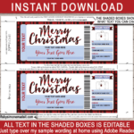 Christmas Weekend Away Travel Voucher Template | Surprise Getaway In Christmas Travel Voucher Template