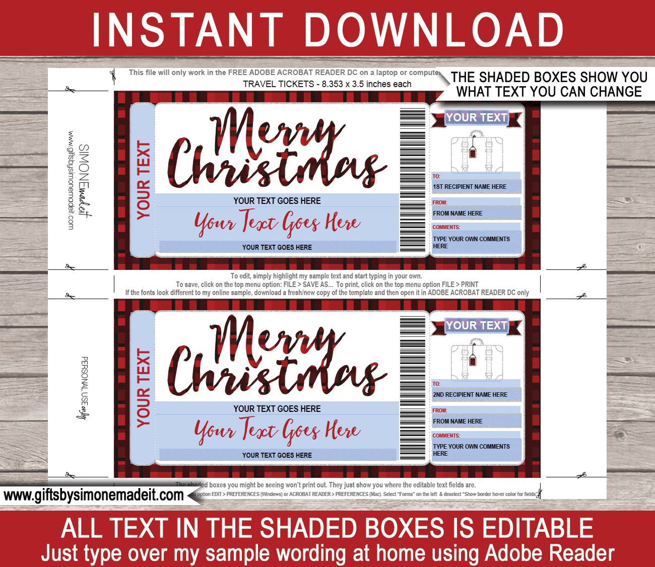 Christmas Weekend Away Travel Voucher Template | Surprise Getaway in Christmas Travel Voucher Template