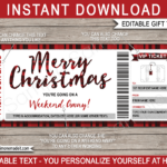 Christmas Weekend Away Travel Voucher Template | Surprise Getaway Throughout Christmas Travel Gift Certificate Template