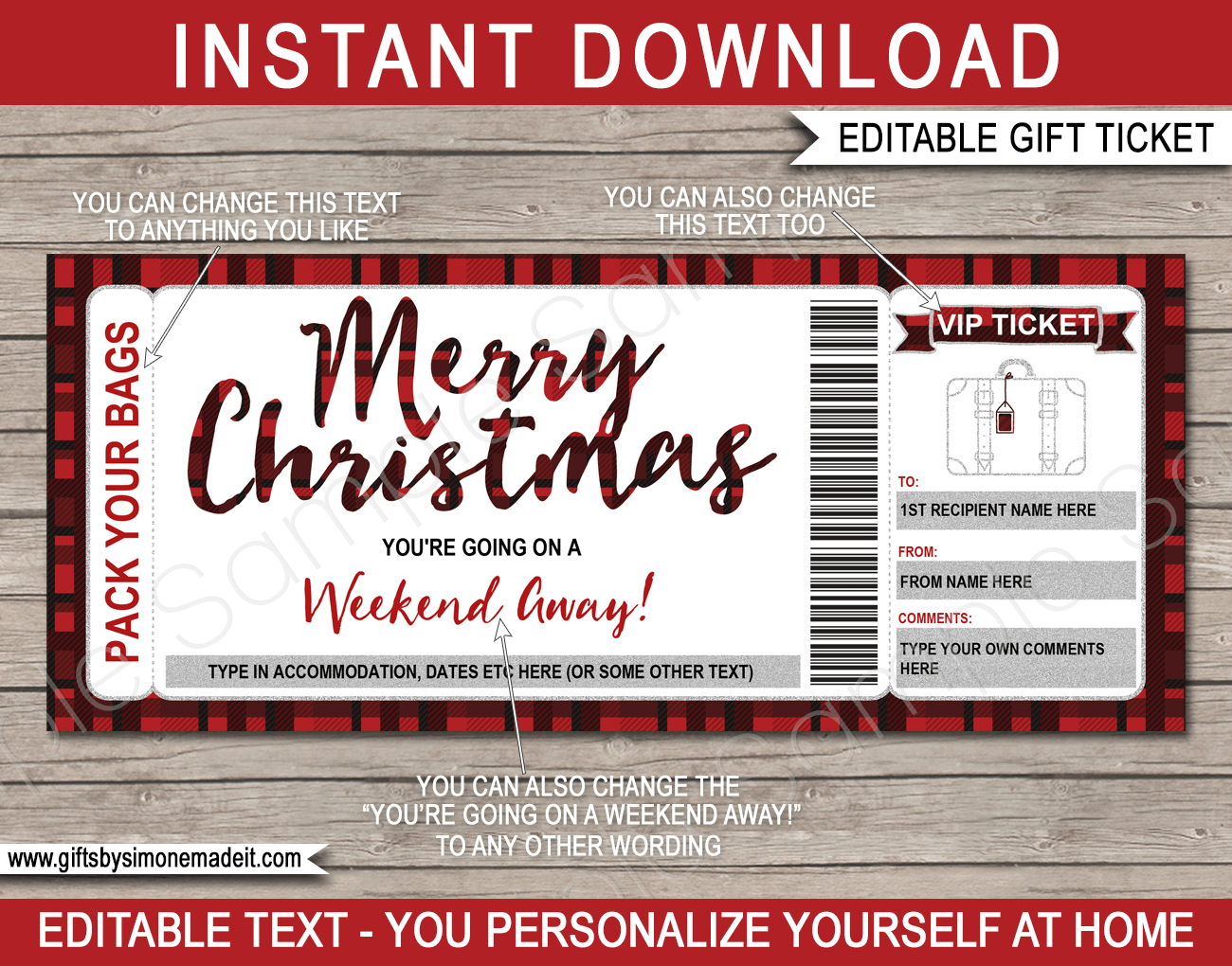 Christmas Weekend Away Travel Voucher Template | Surprise Getaway throughout Christmas Travel Voucher Template