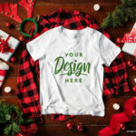 Christmas White T Shirt Mockup Composition Psd Editable Template Regarding Christmas Shirt Design Template