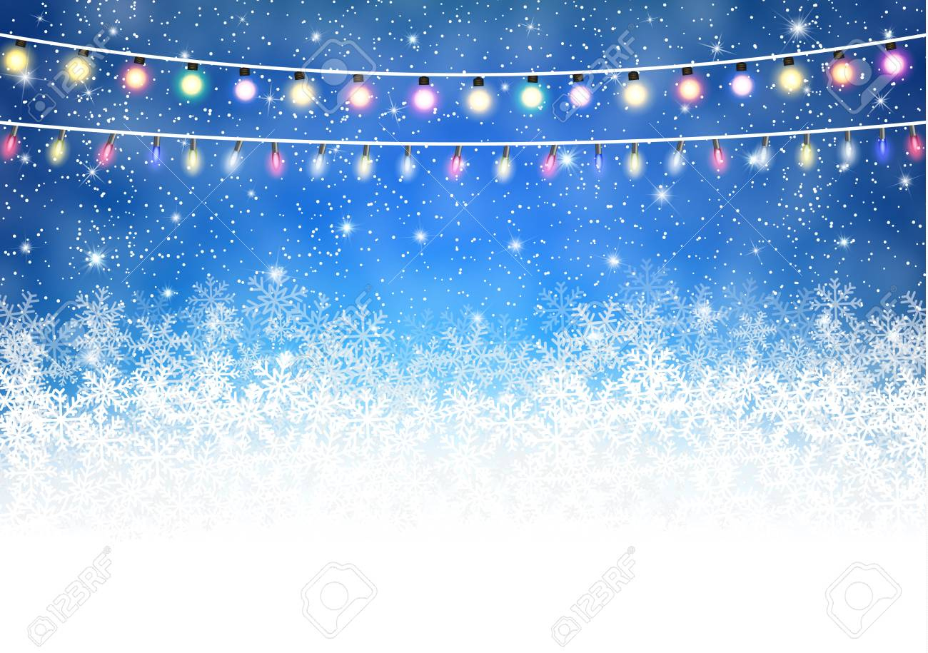 Christmas Winter Snow Light Background. Vector Illustration inside Christmas Lights Card Template
