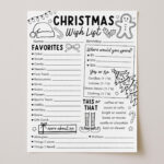 Christmas Wish List Printable, Coworker Secret Santa Survey In Christmas List Template Black And White