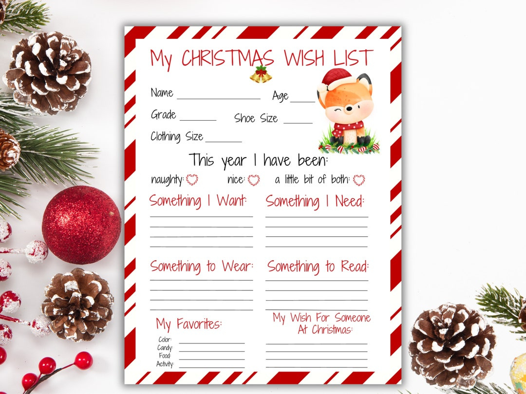 Christmas Wish List Printable, Letter To Santa Printable, Holiday with regard to Christmas List Printable Template