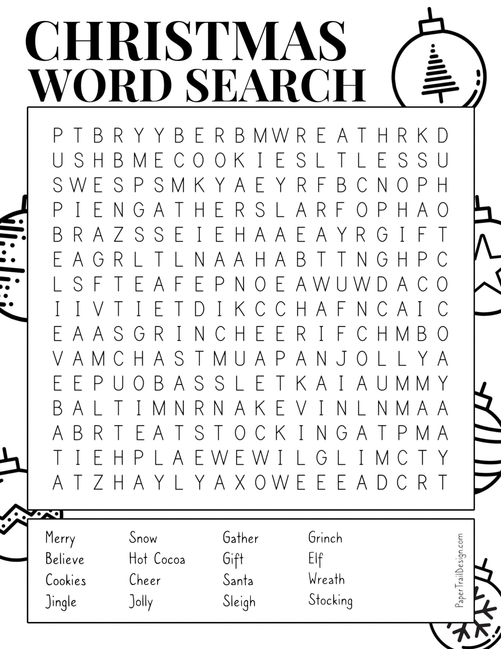 Christmas Word Search Printable - Paper Trail Design - Worksheets regarding Christmas Search Template