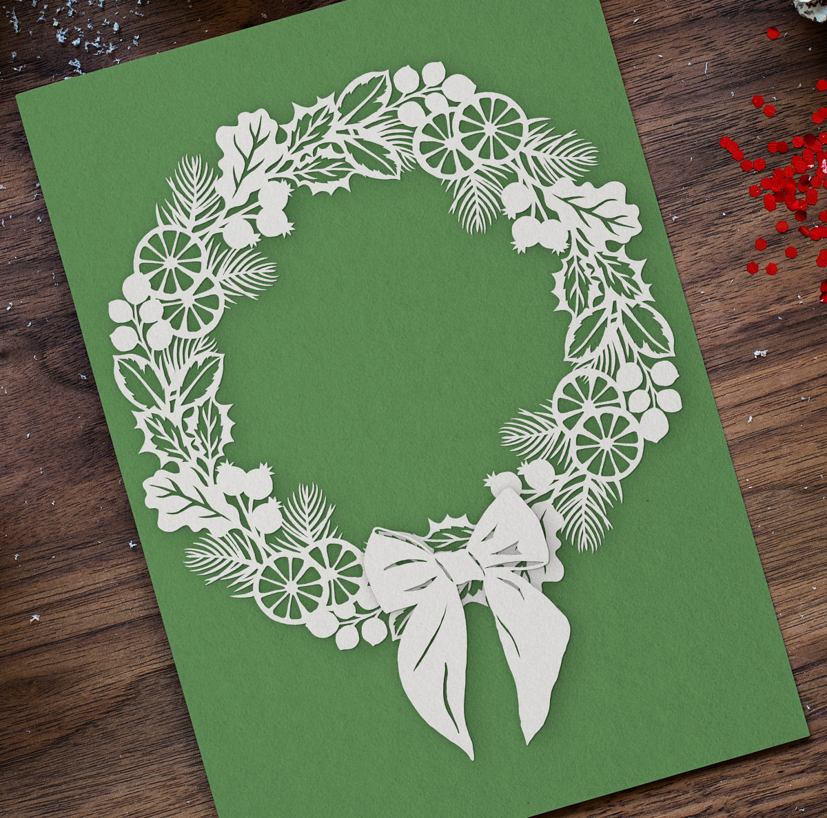 Christmas Wreath Paper Cutting Digital Template intended for Christmas Paper Cutting Template