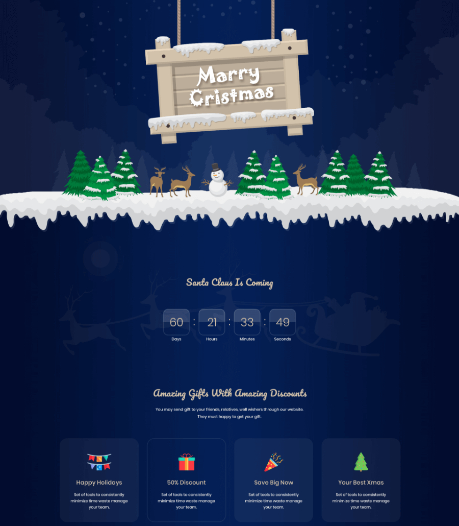 Christmasly Christmas Landing Page V2 | Templately intended for Christmas Landing Page Template