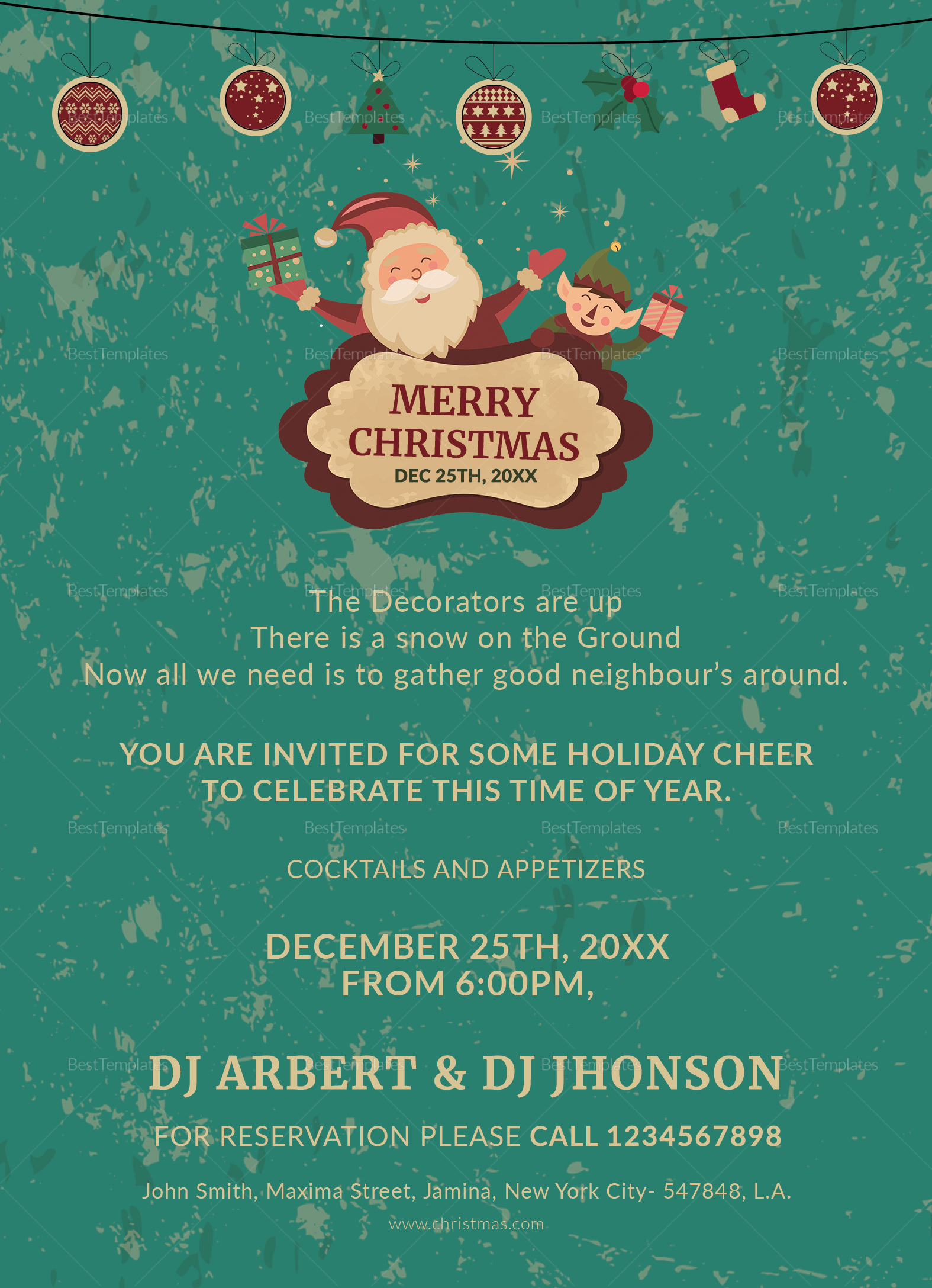 Cocktail Christmas Party Invitation Template In Adobe Photoshop in Christmas Party Invitation Photoshop Template