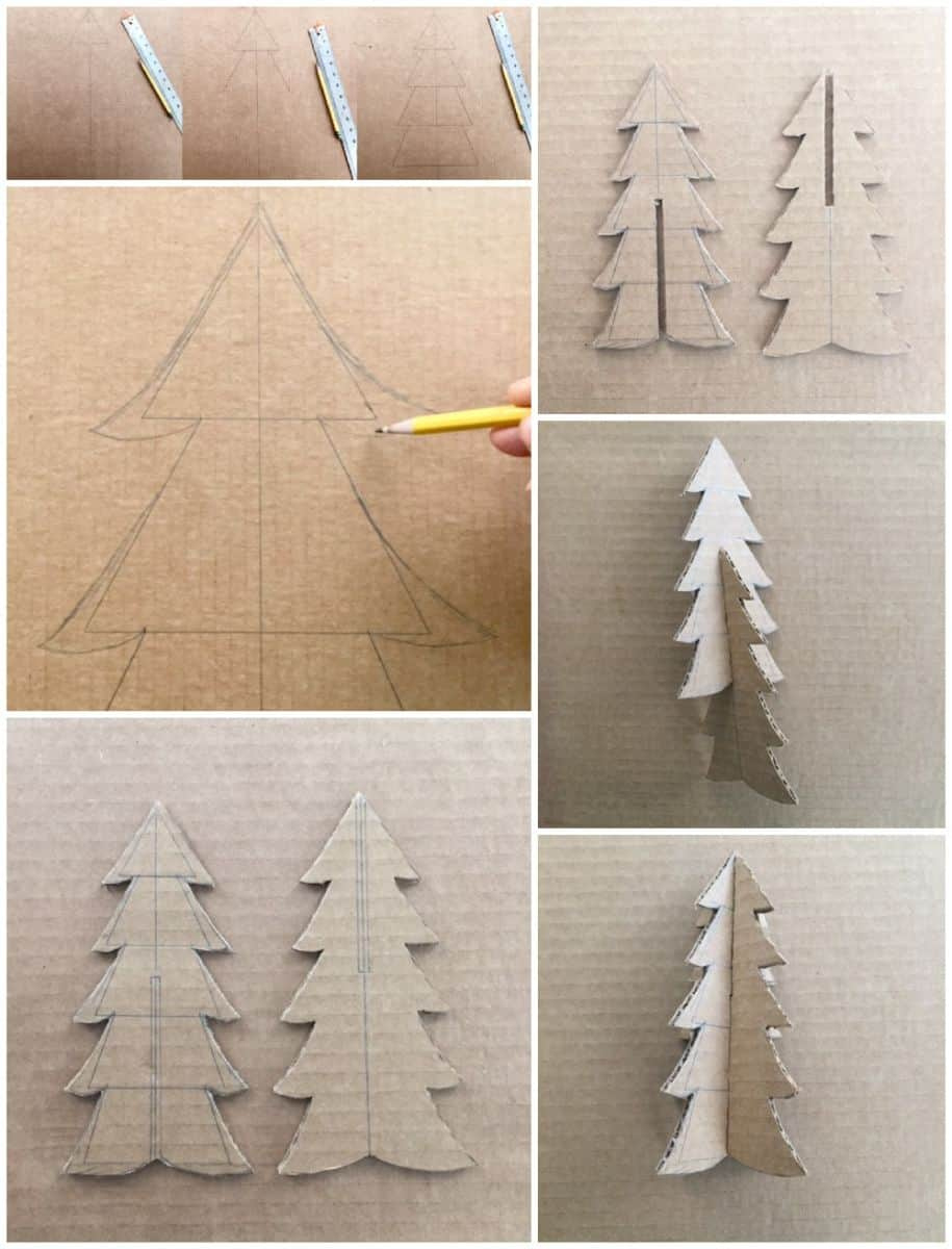 Colorful Cardboard Christmas Trees And Diy Ornaments intended for Christmas Tree Cardboard Template