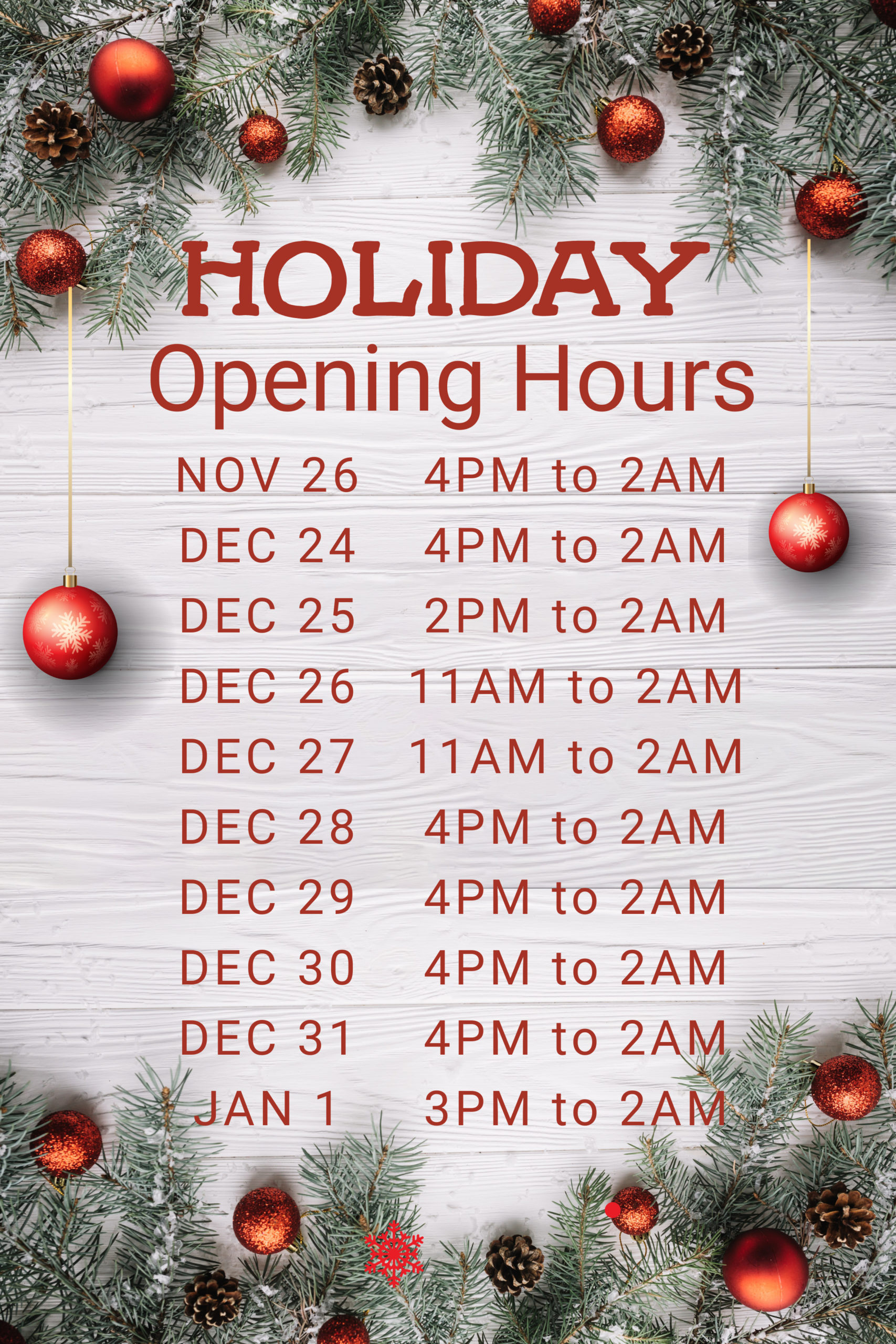 Copy Of Christmas Opening Hours Poster Template - Warehouse inside Christmas Opening Times Template