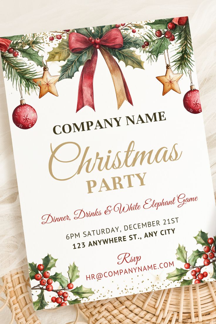 Corporate Christmas Party Invite, Business Christmas Party, Office for Christmas Party Invitation Office Template