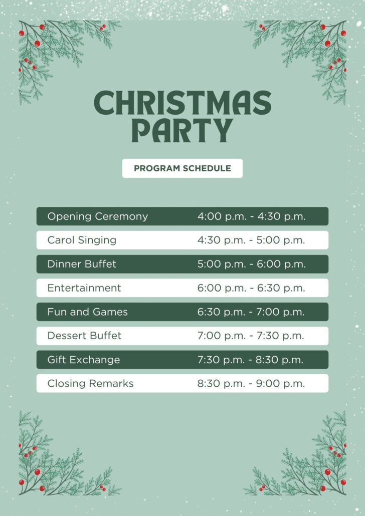 Christmas Party Itinerary Template Free Christmas Party Itinerary Template Free