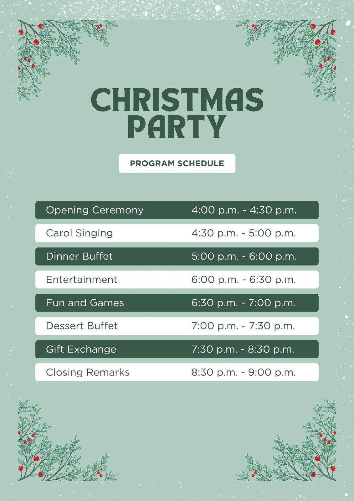 Custom Printable Christmas Program Templates | Canva throughout Christmas Party Agenda Template Free