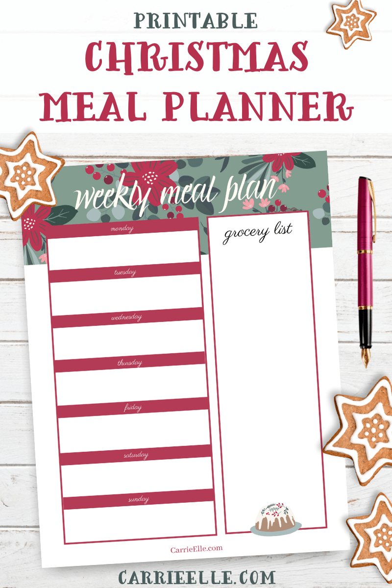 Cute And Simple Printable Christmas Meal Planner - Carrie Elle in Christmas Menu Planning Template