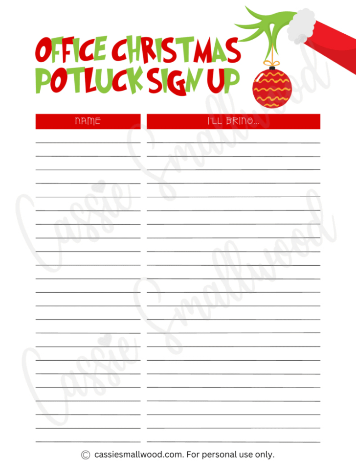 Christmas Sign Up Template Christmas Sign Up Template
