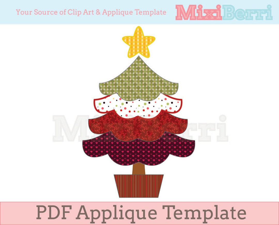 Cute Christmas Tree Applique Template Pdf Instant Download - Etsy intended for Christmas Tree Applique Template
