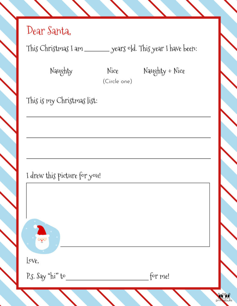 Dear Santa Letter Printables - Free | Printabulls with Christmas List Letter Template