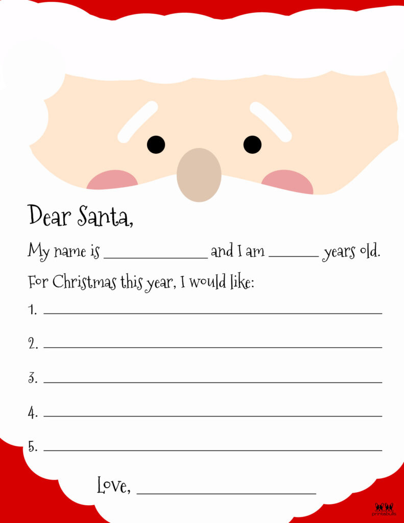 Dear Santa Letter Printables - Free | Printabulls with Christmas Santa Letter Template Free