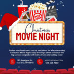 Design And Print A Movie Night Flyer In One Place. Customize A In Christmas Movie Night Template