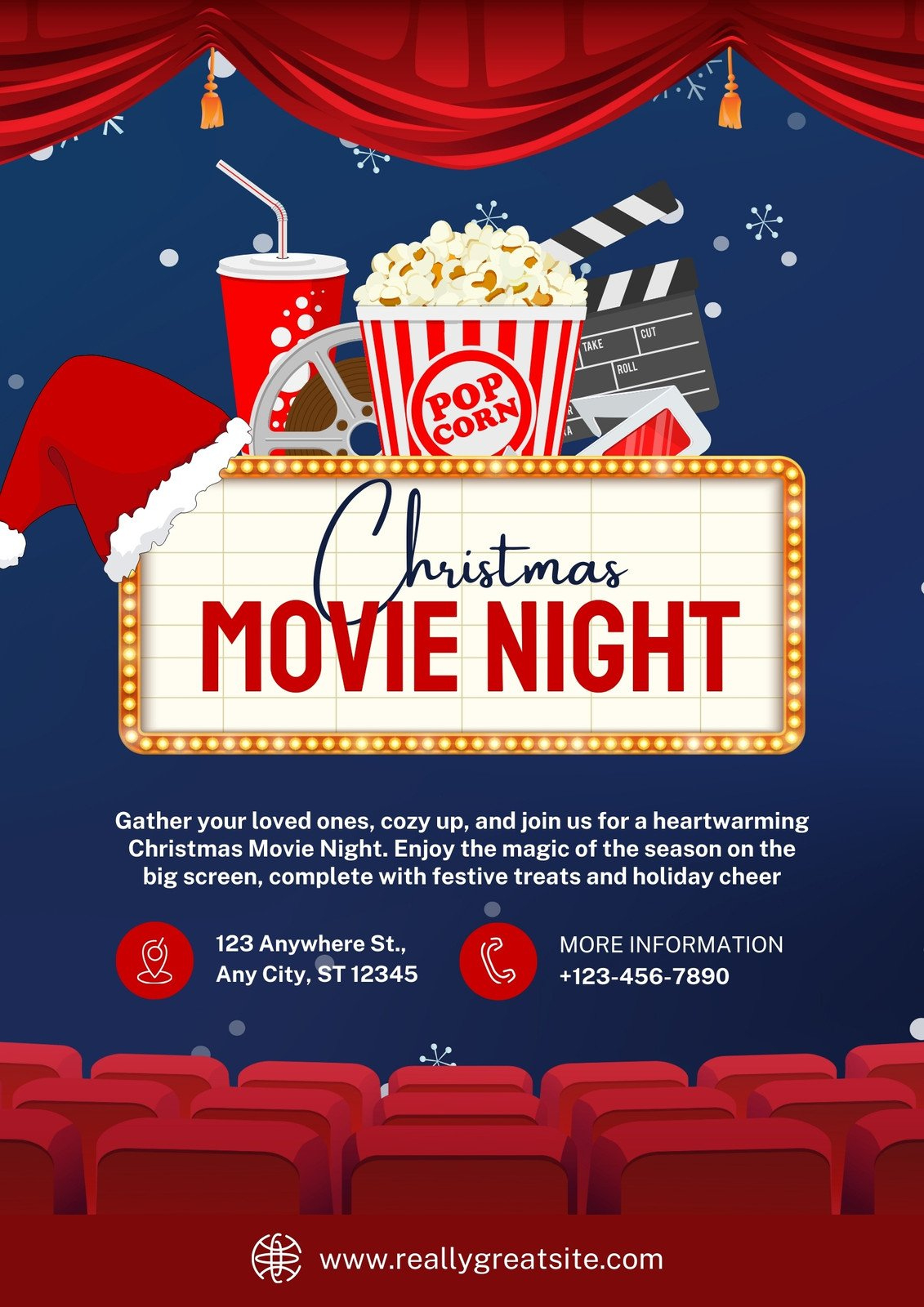 Design And Print A Movie Night Flyer In One Place. Customize A in Christmas Movie Night Template