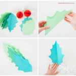 Diy Christmas Garland   How To Make Giant Paper Holly Garland Pertaining To Christmas Paper Garland Template