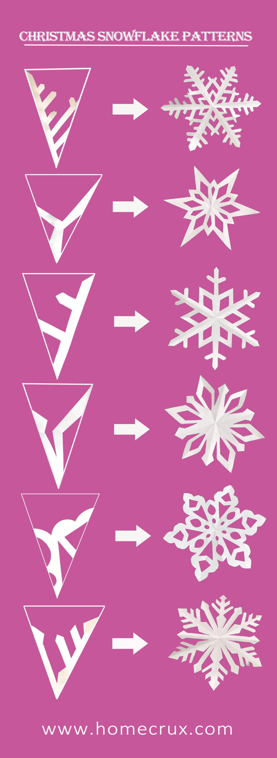 Diy Paper Snowflake Garland For Christmas, W/Pattern Template for Christmas Paper Snowflake Template