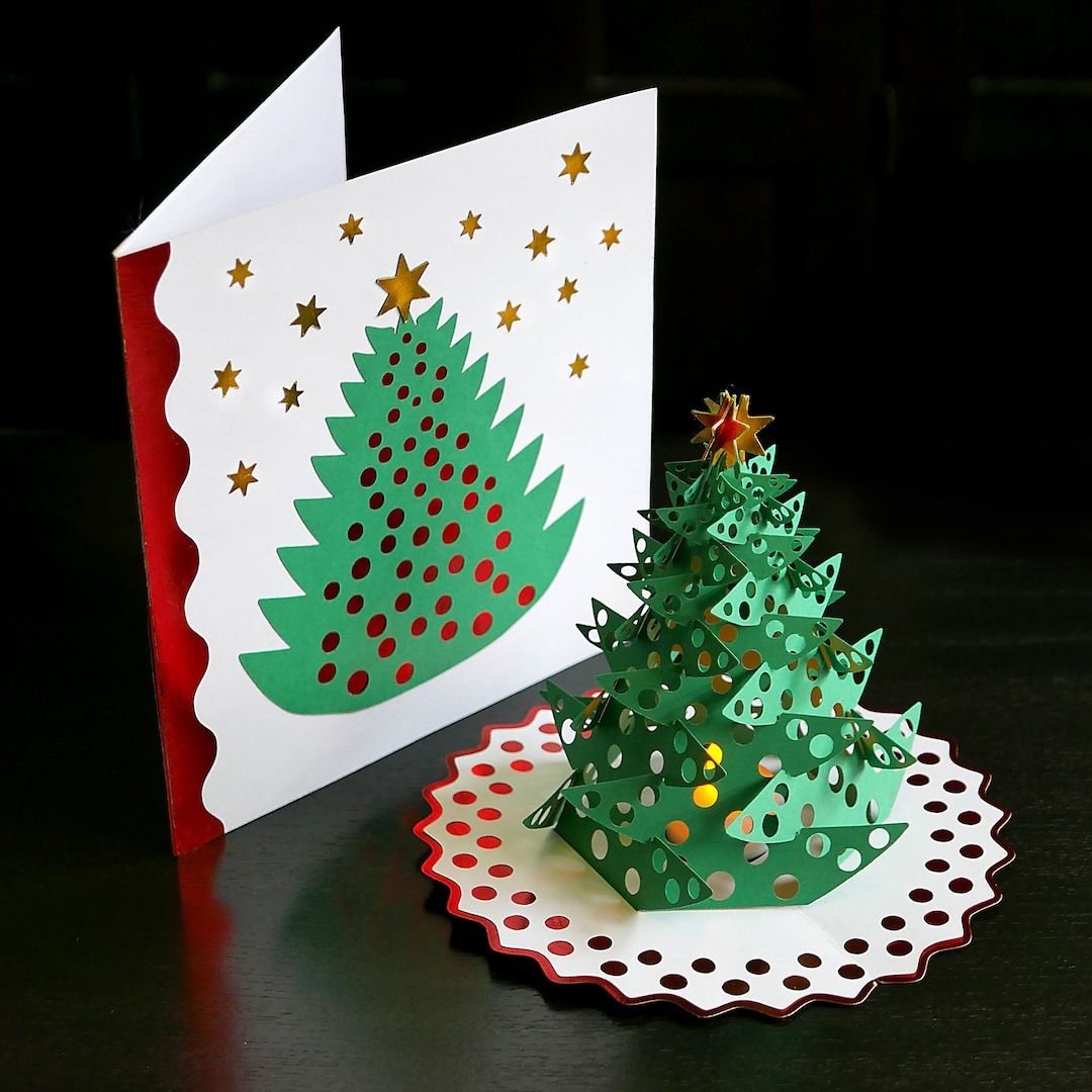 Diy Pop-Up Christmas Tree Card Template Svg And Pdf Files For intended for Christmas Pop Up Template
