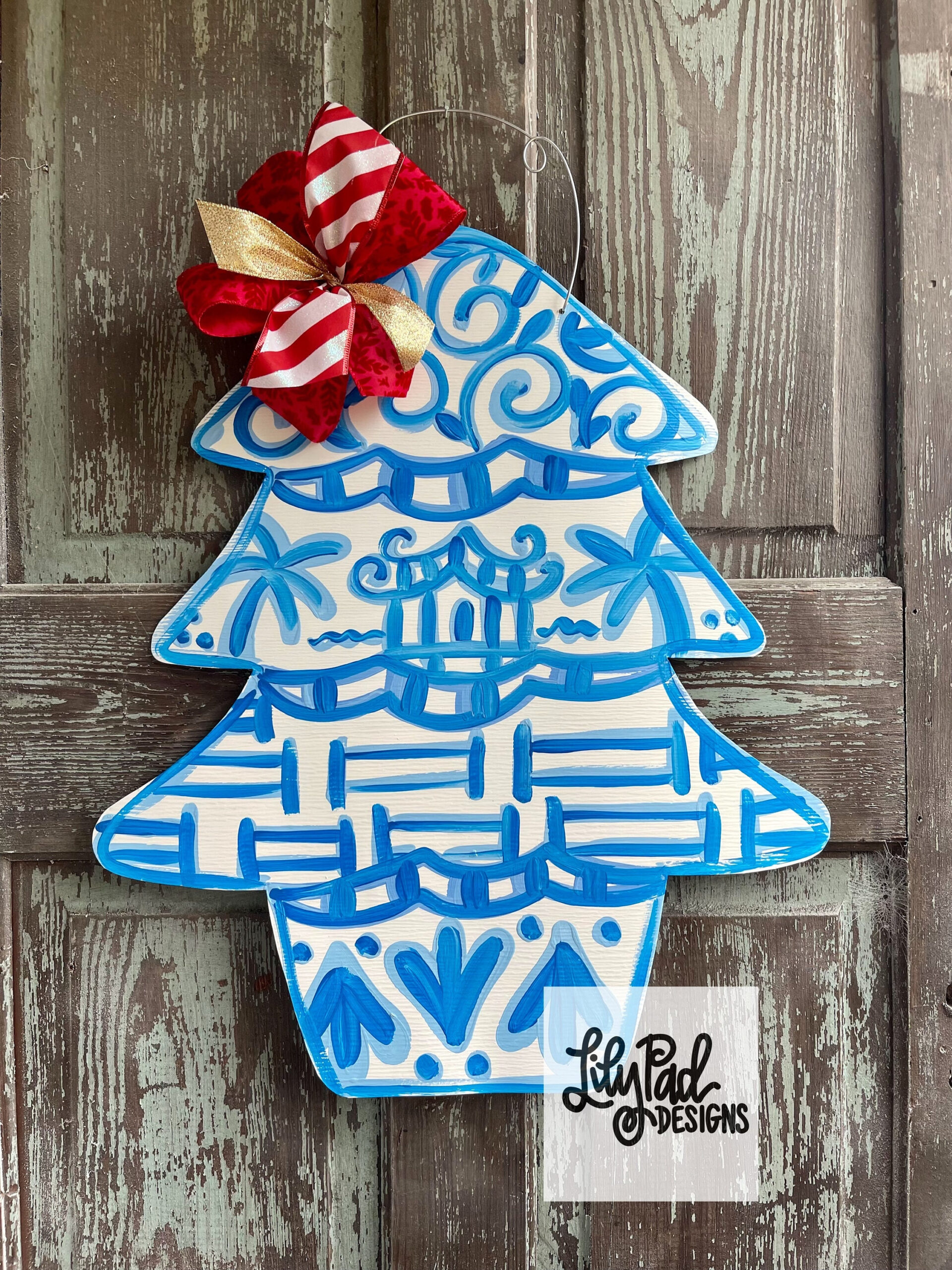 Door Hanger Template - Chinoiserie Tree - Etsy for Christmas Tree Door Hanger Template
