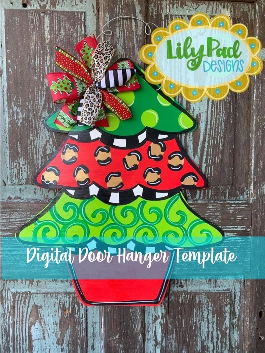 Door Hanger Template -Christmas Tree - Etsy Uk for Christmas Tree Door Hanger Template