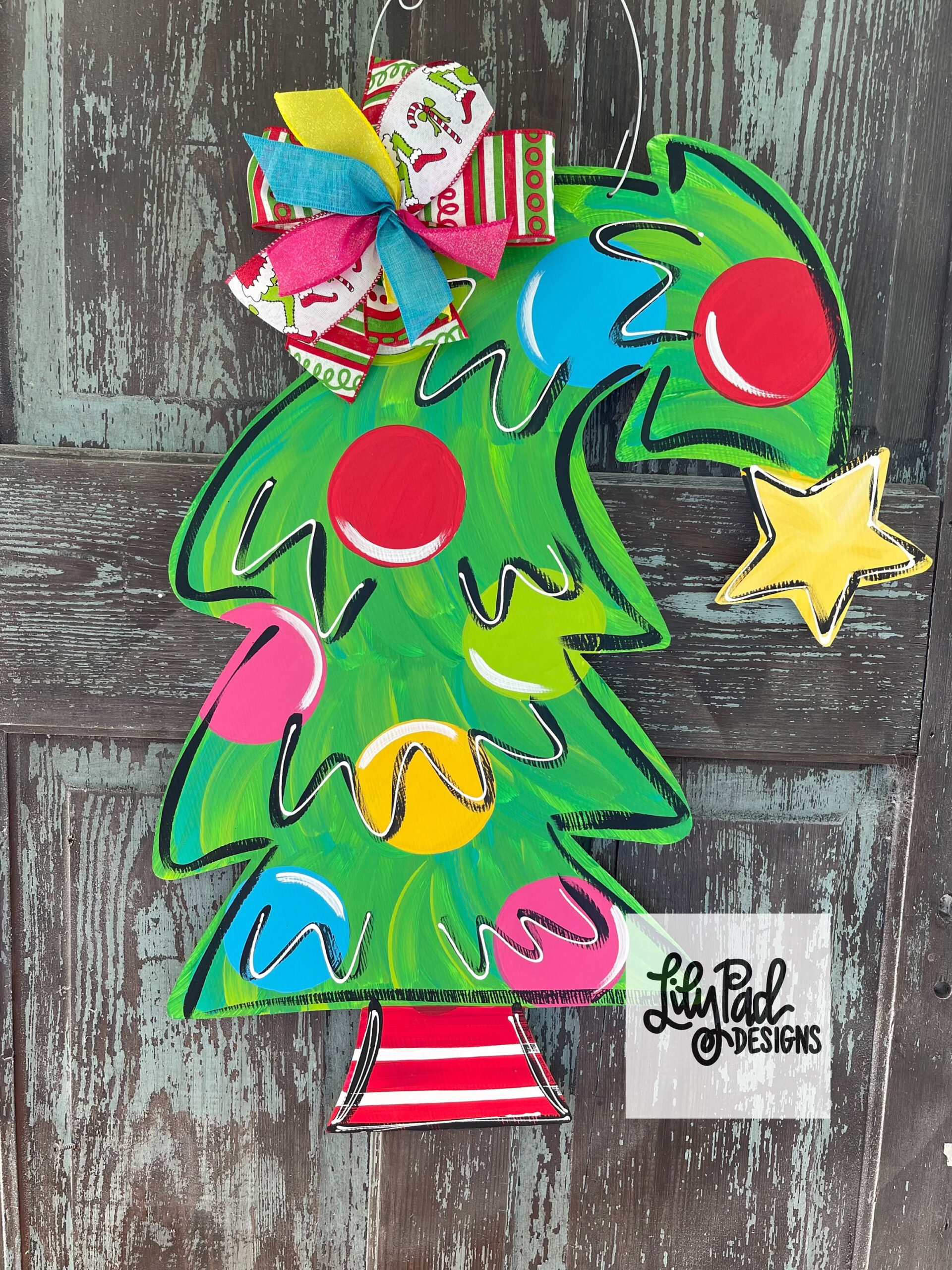 Door Hanger Template -Crooked Christmas Tree - Etsy New Zealand with Christmas Tree Door Hanger Template