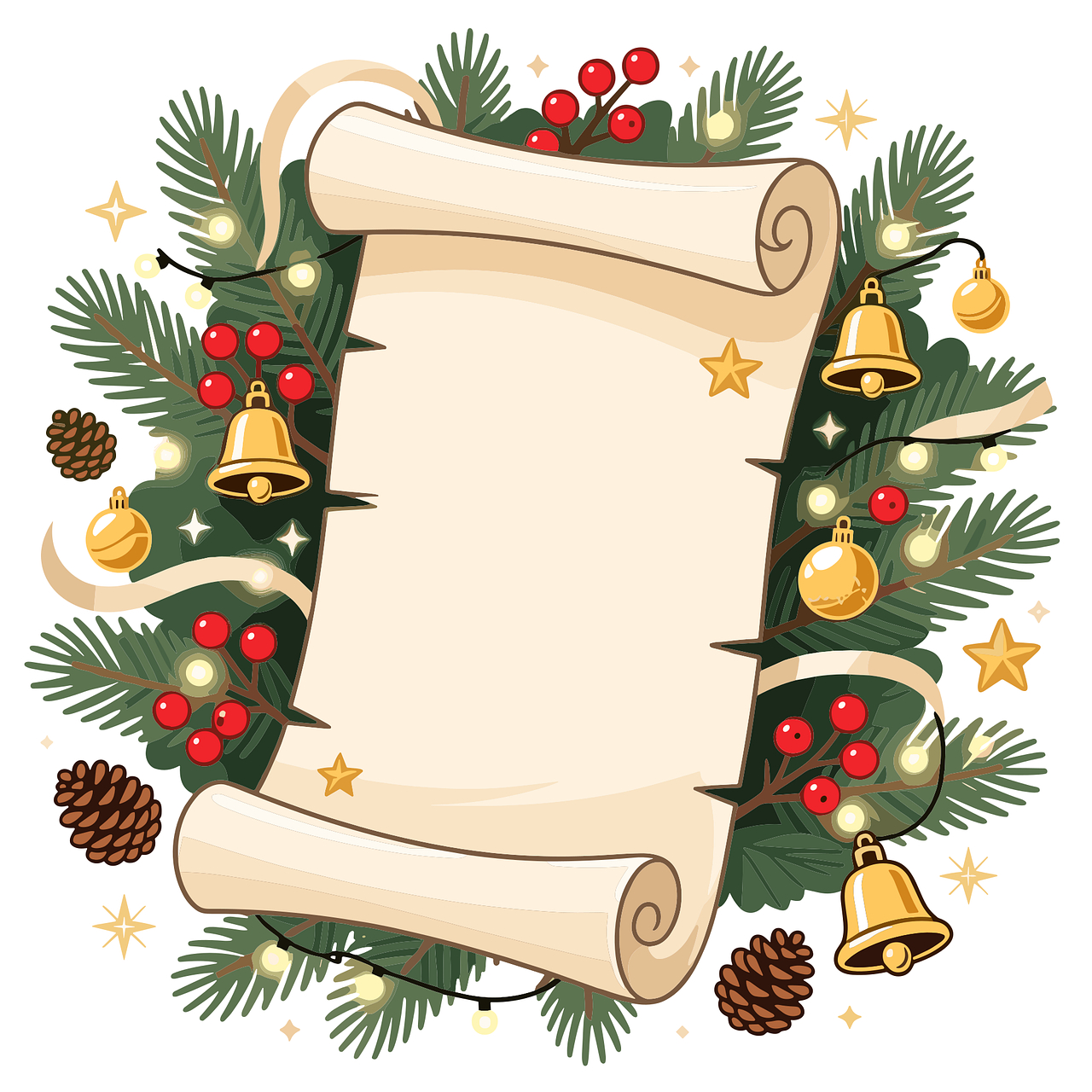 Download Christmas Scroll, Festive Frame, Holiday Background intended for Christmas Scroll Template Free