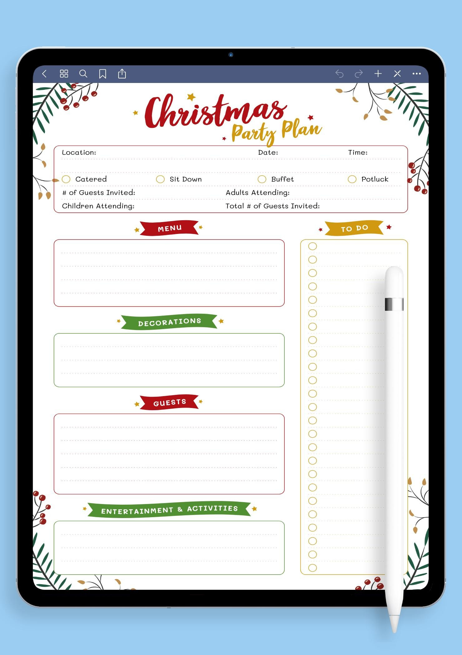 Download Printable Christmas Party Plan Pdf for Christmas Meeting Agenda Template