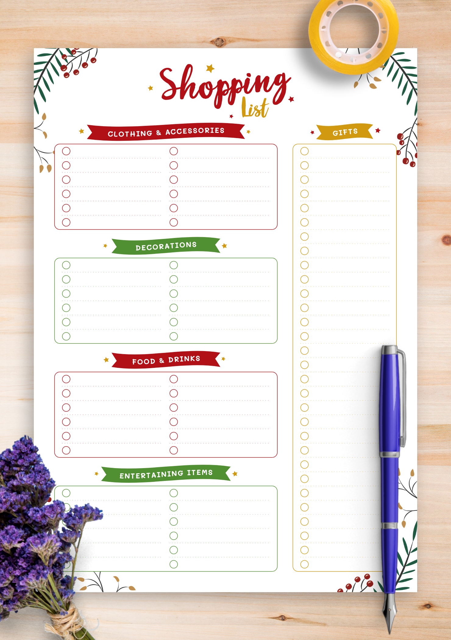 Download Printable Christmas Style - Shopping List Pdf with Christmas Shopping List Template Printable
