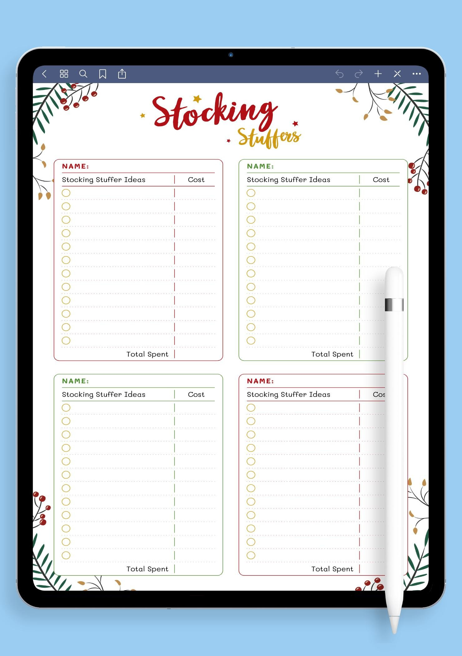 Download Printable Christmas Style - Stocking Stuffers Pdf in Christmas Stocking Wish List Template