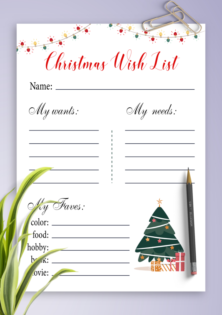 Christmas List Paper Template Christmas List Paper Template
