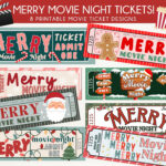 Druckbare Merry Movie Night Tickets | Christmas Movie Night Sofort Regarding Christmas Movie Night Ticket Template
