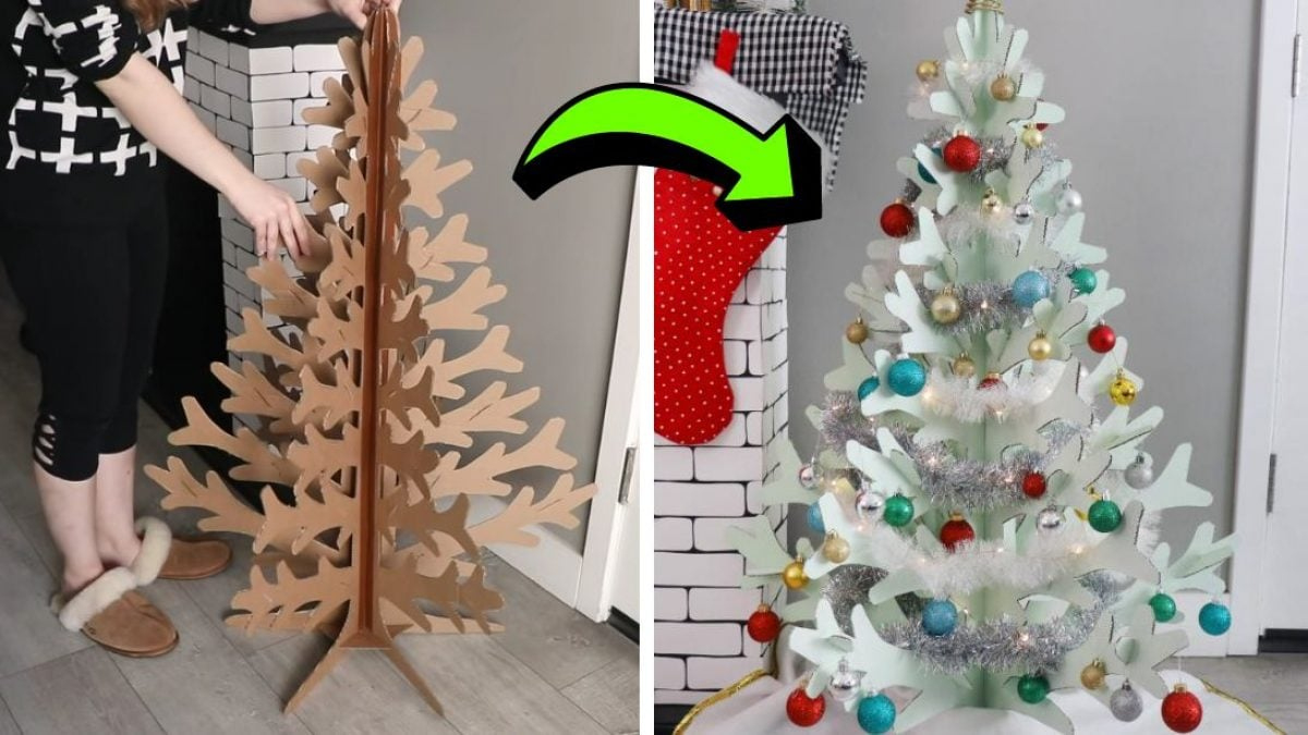Easy Diy Cardboard Christmas Tree (W/ Free Template) - Diy Joy for Christmas Tree Cardboard Template