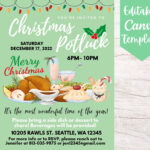 Editable And Printable Christmas Potluck Invitation Flyer Template Pertaining To Christmas Potluck Invitation Template