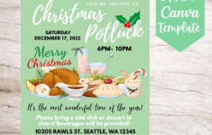 Editable And Printable Christmas Potluck Invitation Flyer Template with Christmas Potluck Invitation Template Free Printable