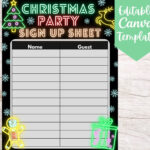 Editable And Printable Neon Christmas Party Sign Up Sheet Template With Regard To Christmas Party Sign Up Template
