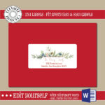 Editable Christmas Address Label Template,2X4 Address Label, Card With Christmas Mailing Label Template