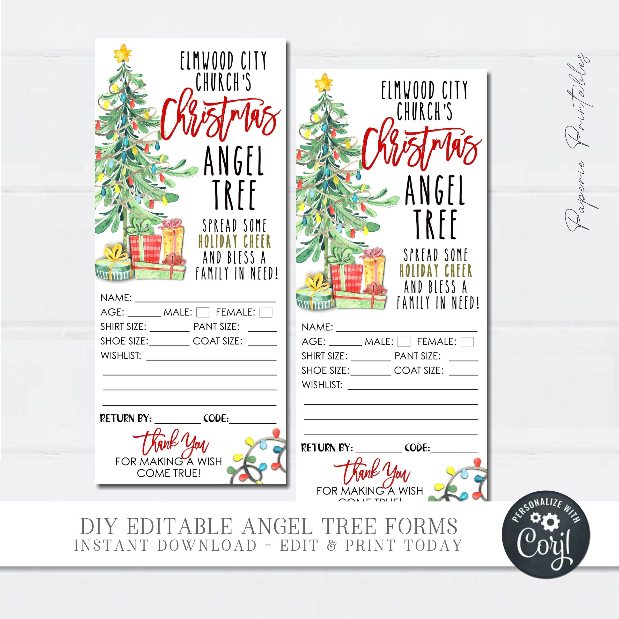 Editable Christmas Angel Tree Gift Tags (Diy Corjl Template) #Cf52 within Christmas Tree Angel Template